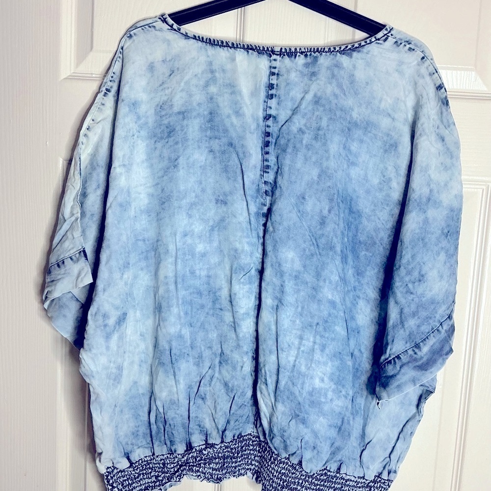 Marc New York Blue Gray Boxy Short Sleeve Blouse - Picture 6 of 8
